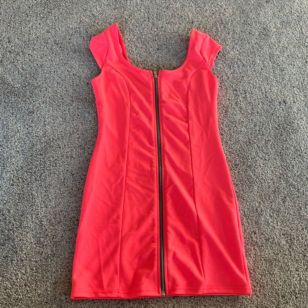 Neon pink zip dress